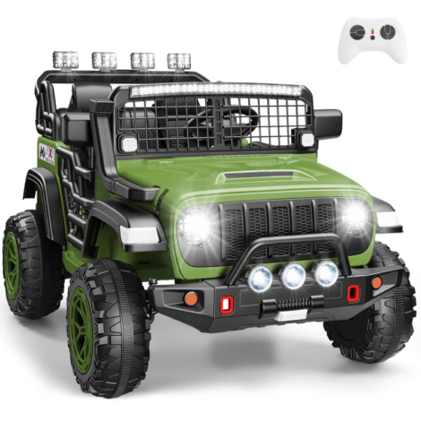 Alex+24V+2+Seater+Electric+Ride+On+Truck+Car+For+Kids+4-8,+Remote+Control,+2X200W+Power+Motors,+20''+Wide+Seats,+Sping+Suspension,+Bluetooth+&+Music,+110LBS+MAX+Load,+LED+Lights,+3+Speeds-121251308